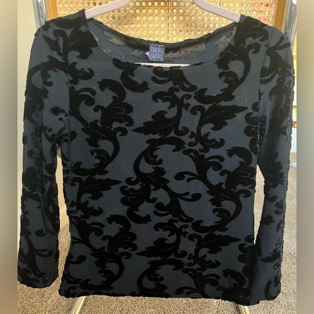 Hanky Panky Black Velvet Floral Shirt